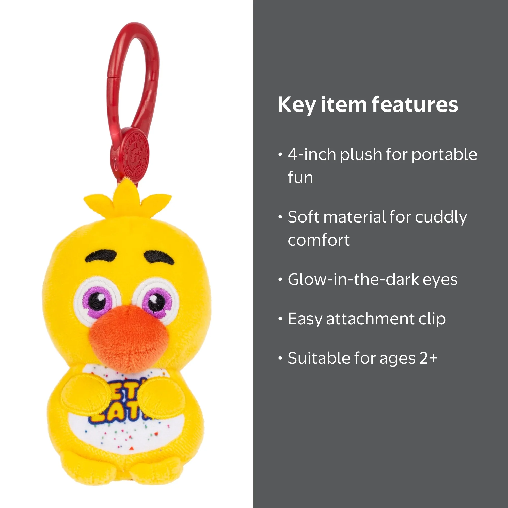 Five Nights at Freddy's Clip-on Plush - Classic Chica - 4-inch