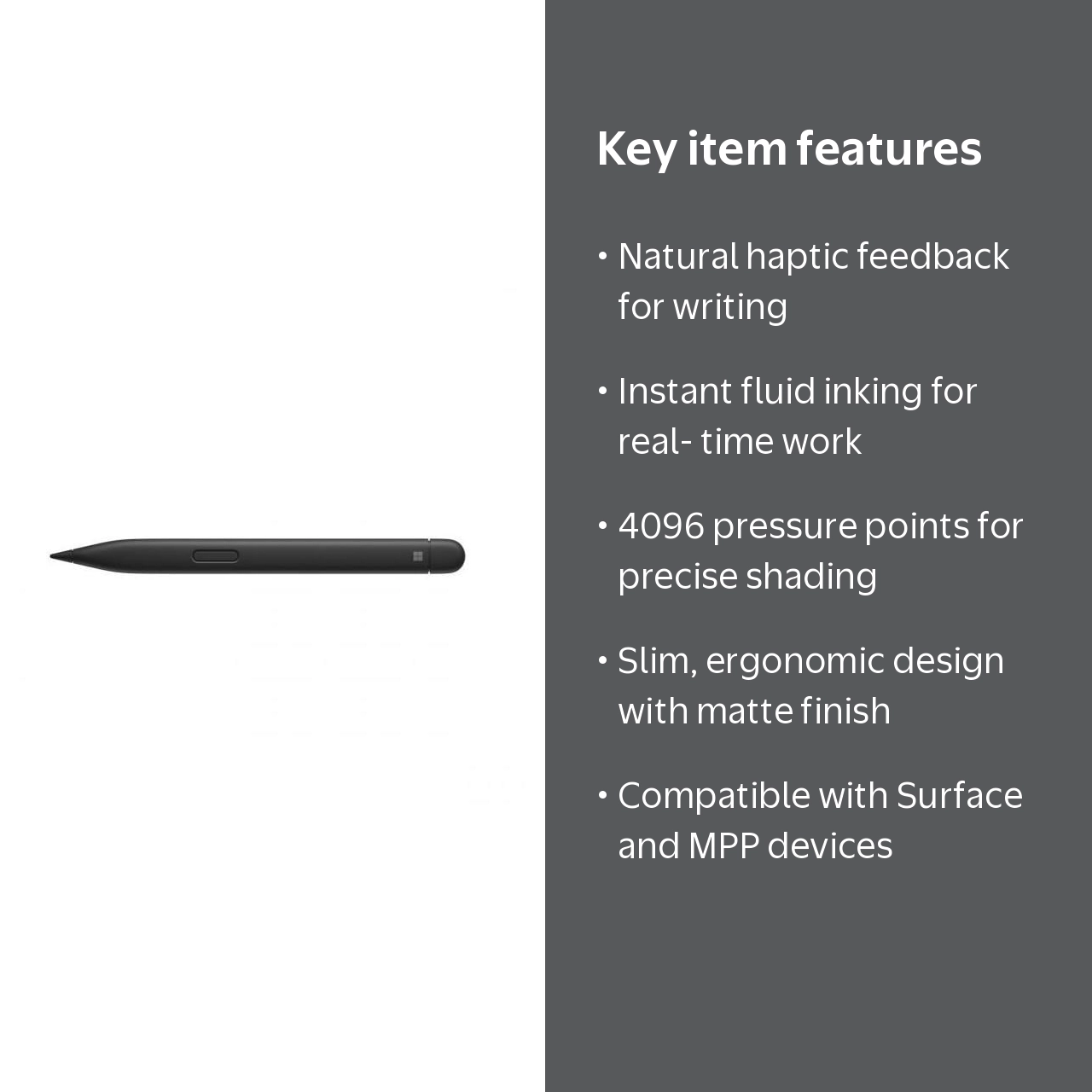 Microsoft, Surface Slim Pen 2, Matte Black, Slim style - Walmart.com