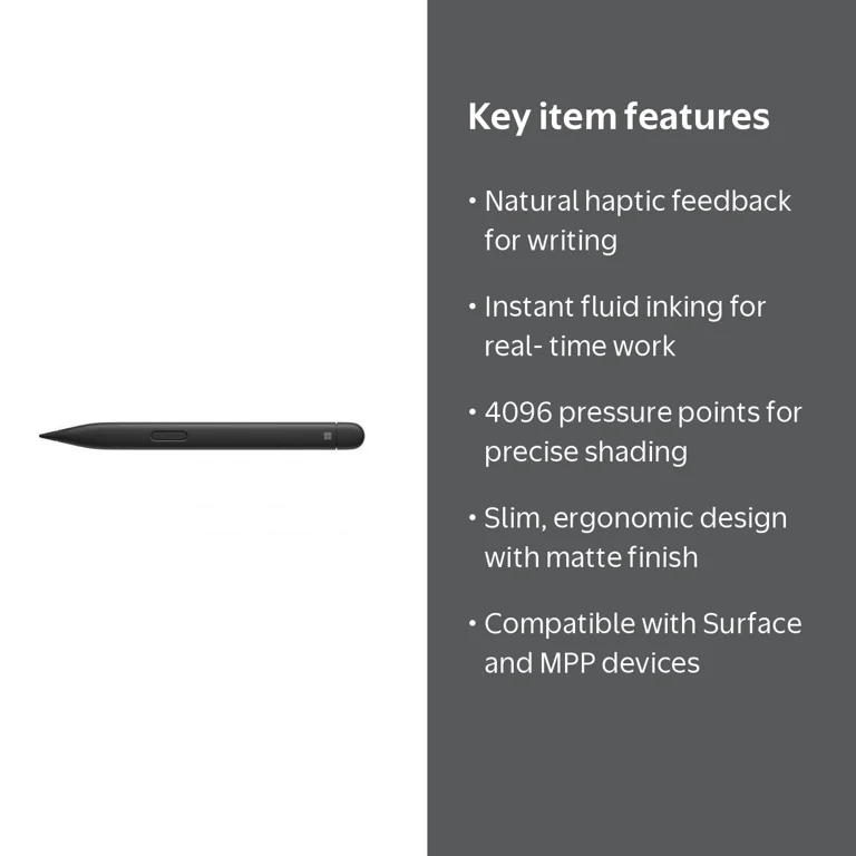Microsoft, Surface Slim Pen 2, Matte Black, Slim style - Walmart.com