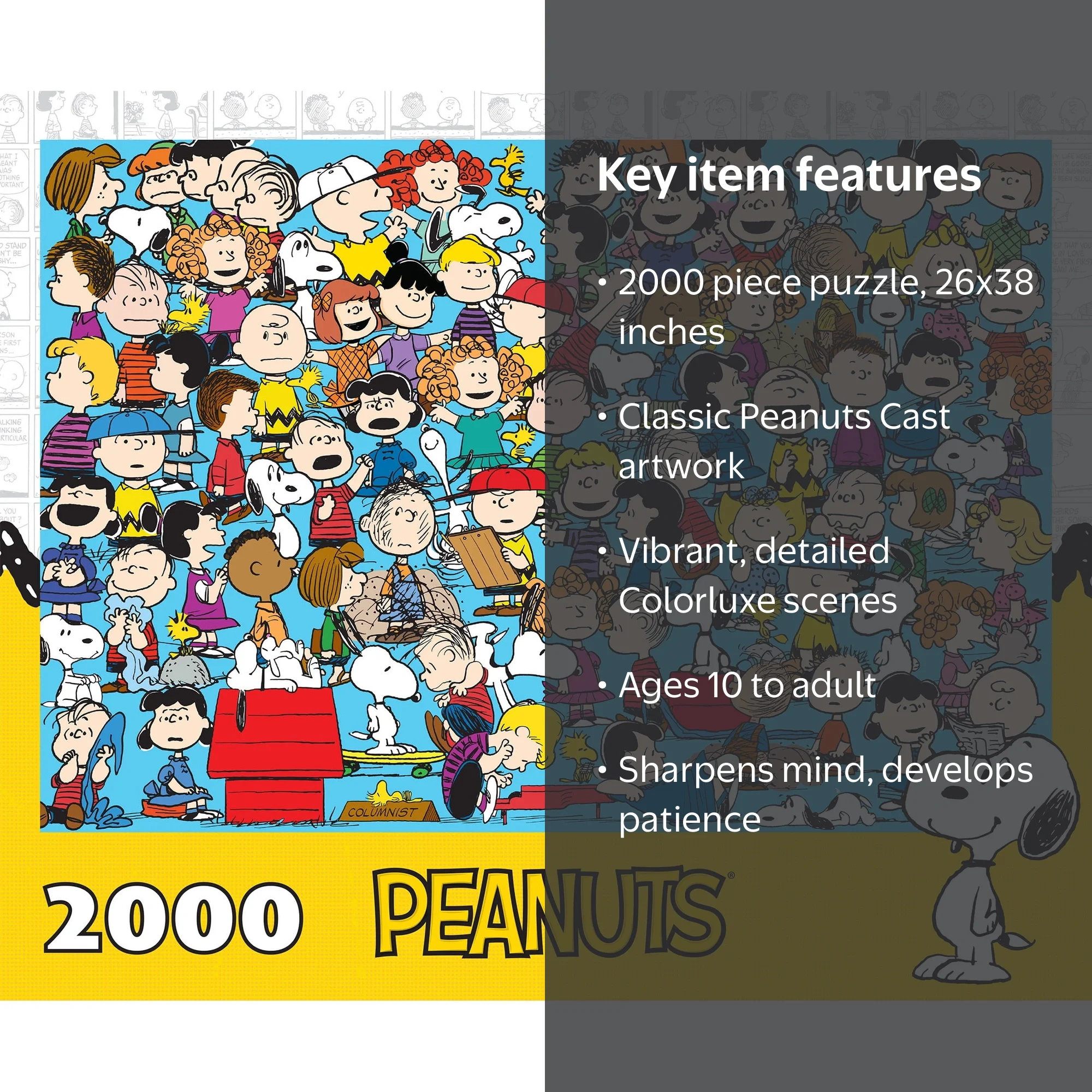 RoseArt Colorluxe 2000-Piece Peanuts Cast Multicolor Adult Jigsaw
