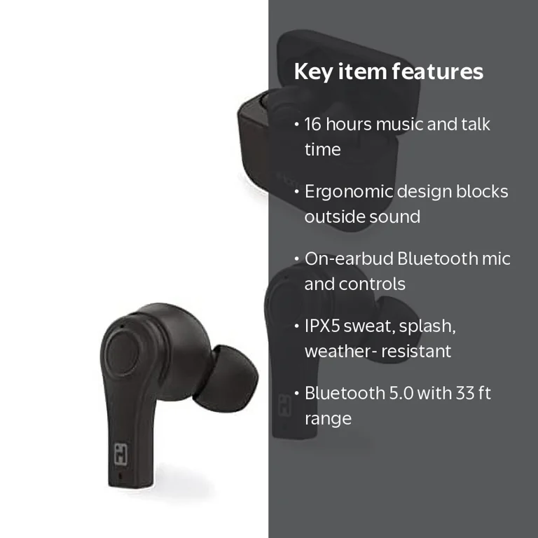 XT-12 True Wireless Bluetooth Sound Isolation Earbuds - IPX5 Water