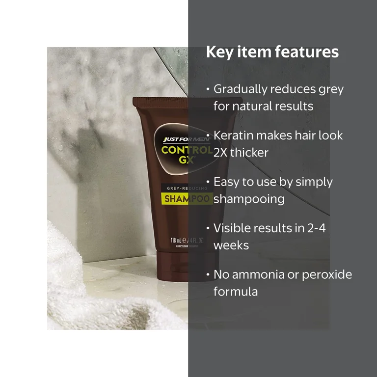 Just For Men Control GX Grey Reducing Shampoo, 4 fl oz, Gradual