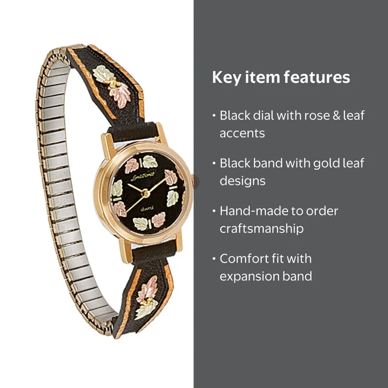 Landstroms Black Hills Gold Powder Coated Ladies Watch with 12K