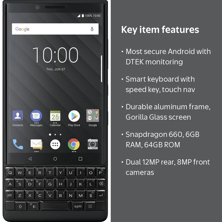 BlackBerry KEY2 Unlocked Android Smartphone, 64GB, 4G LTE, AT&T/T