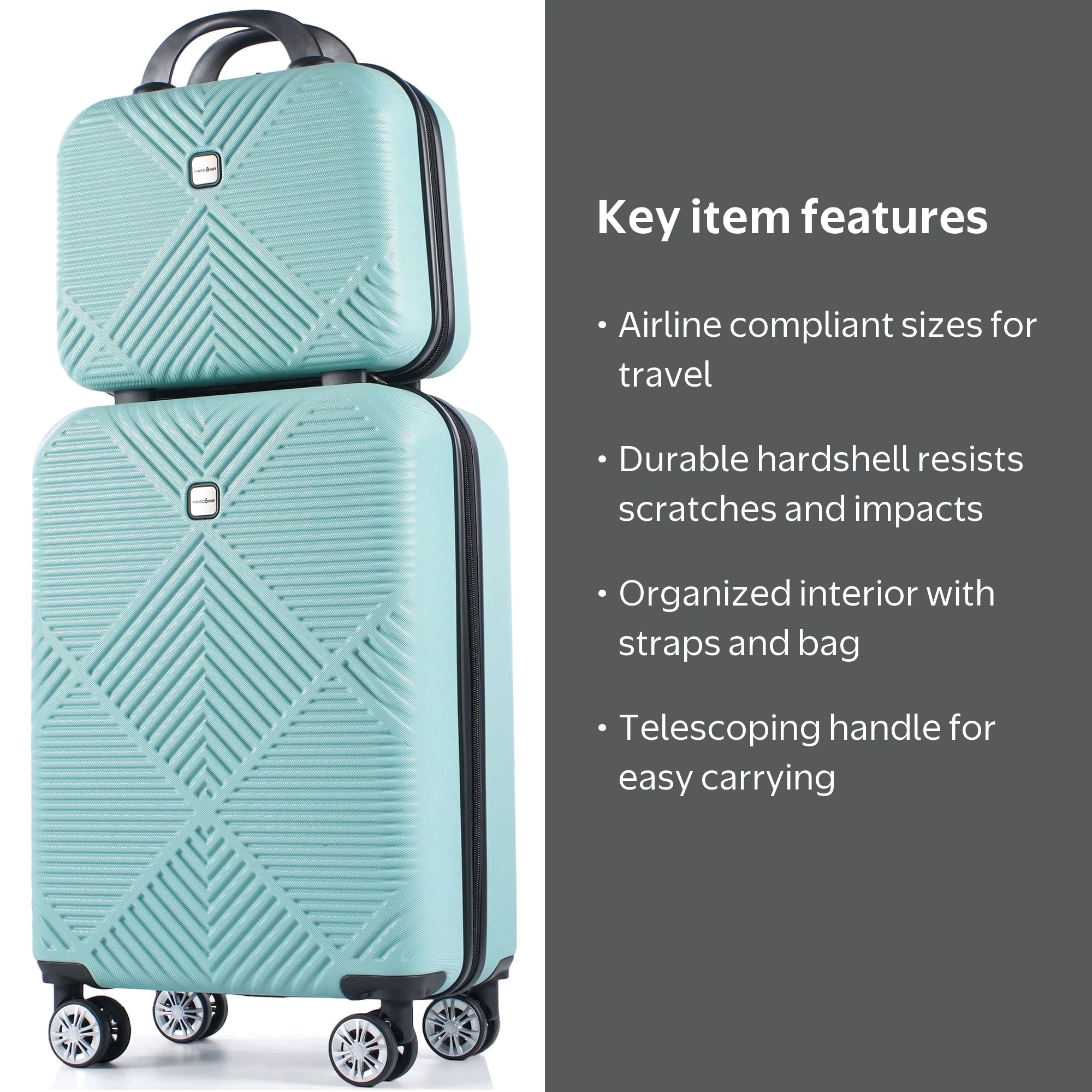 Tripcomp Luggage Sets 2 Piece Suitcase Set Hard Shell with Spinner