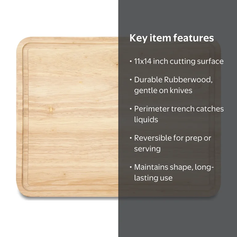 Kitchenaid Classic Rubberwood Cutting Board with Trench, 11x14