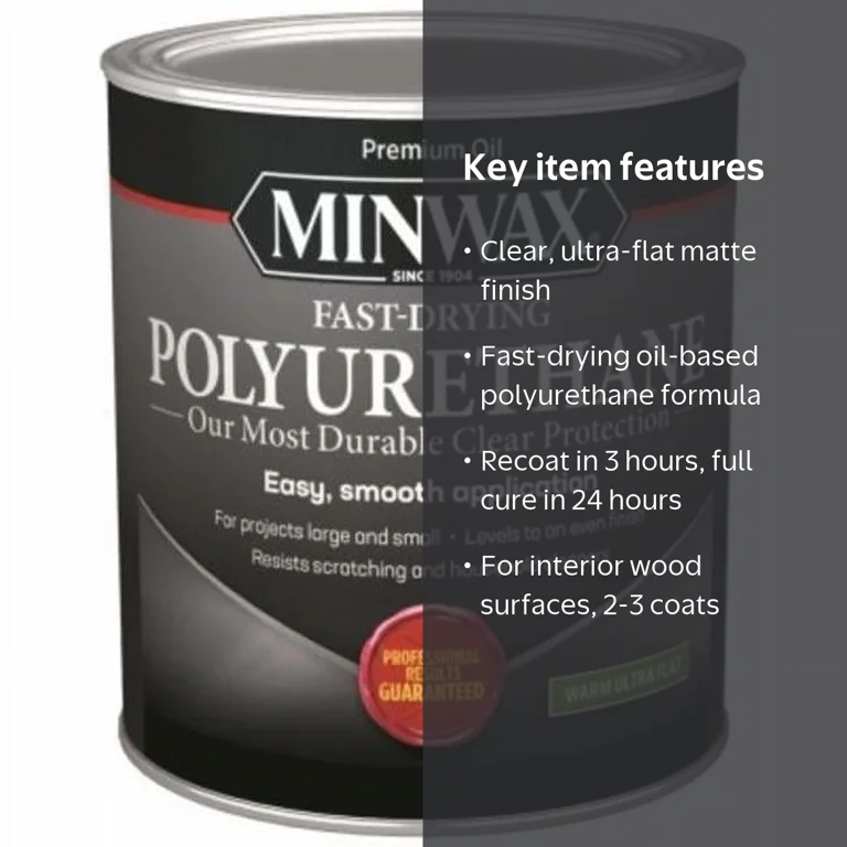Minwax 106255 1 qt. Ultra Flat Polyurethane, Clear - Walmart.com