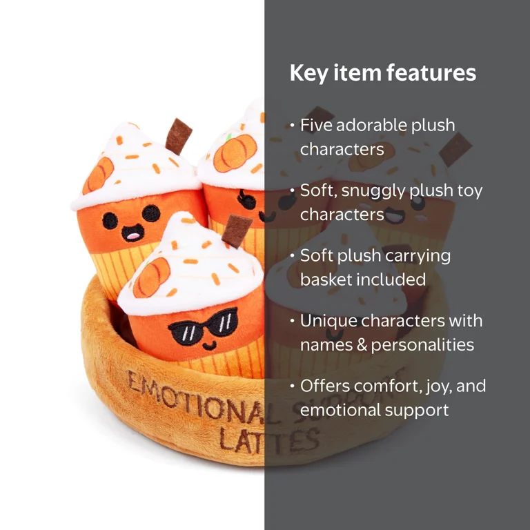 plus feel様 リクエスト 4点 まとめ商品 Emotional Support Pals Latte, Plush Food Toys , Includes 5 Food