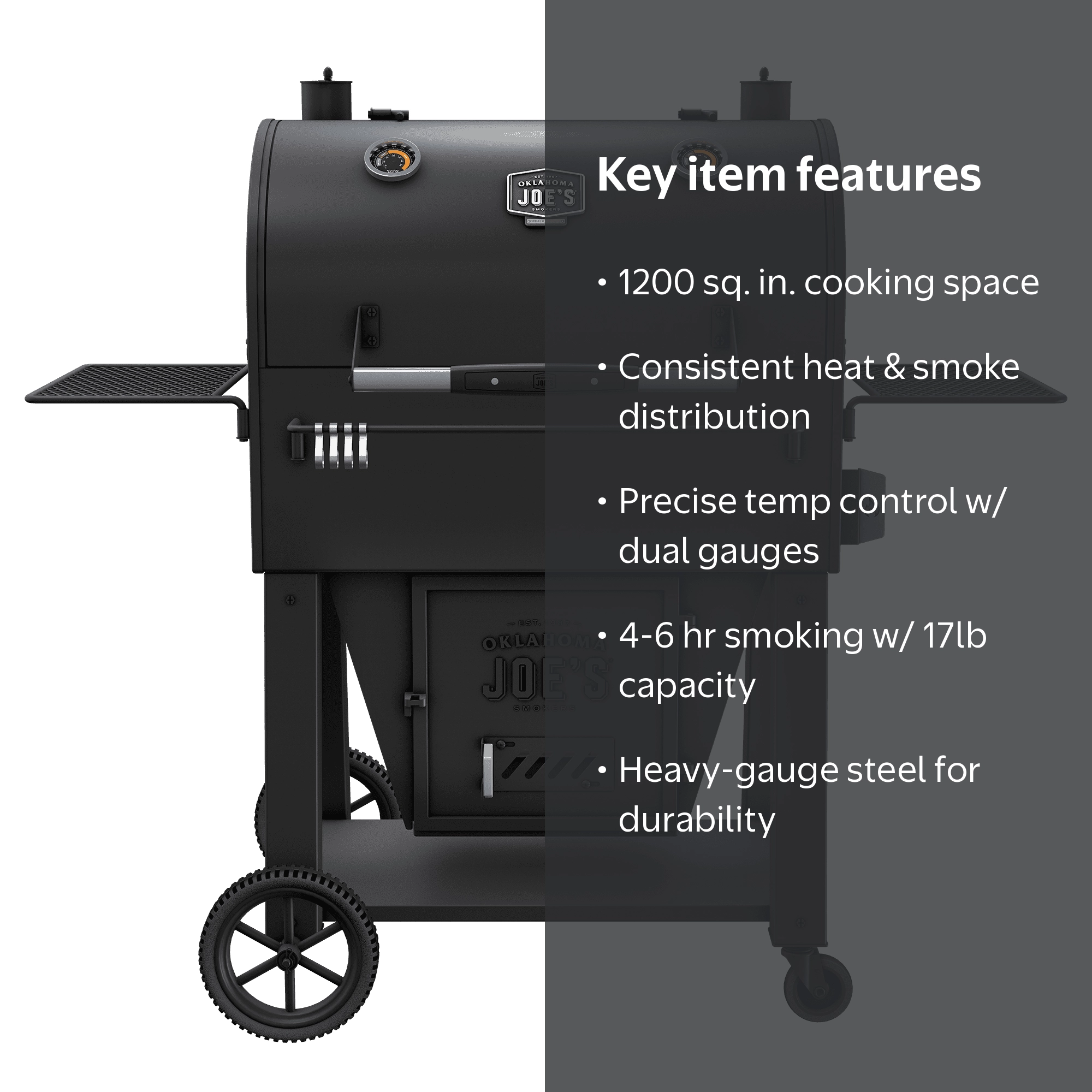 Oklahoma Joe's Marshal Centerbox Smoker, 1200 sq in Cooking Space