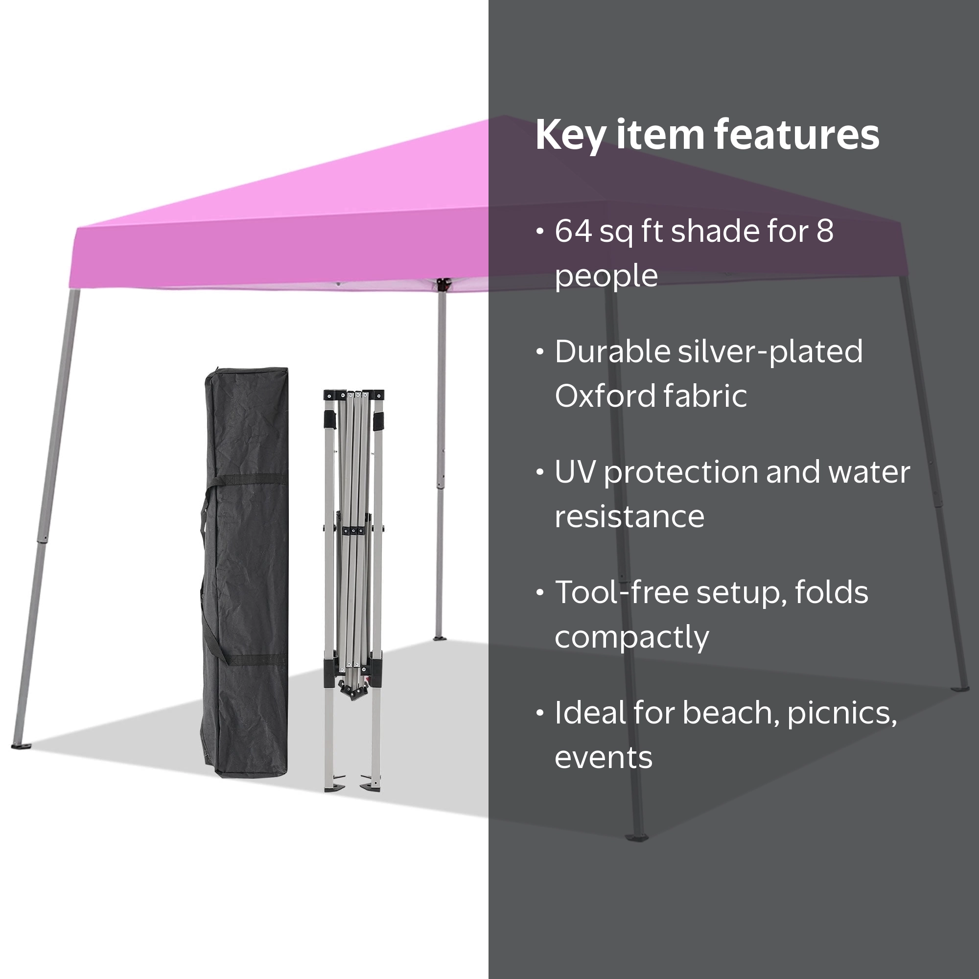 Ainfox, Pop up Canopy Tent, 8x8 ft, Pink outdoor sun shade