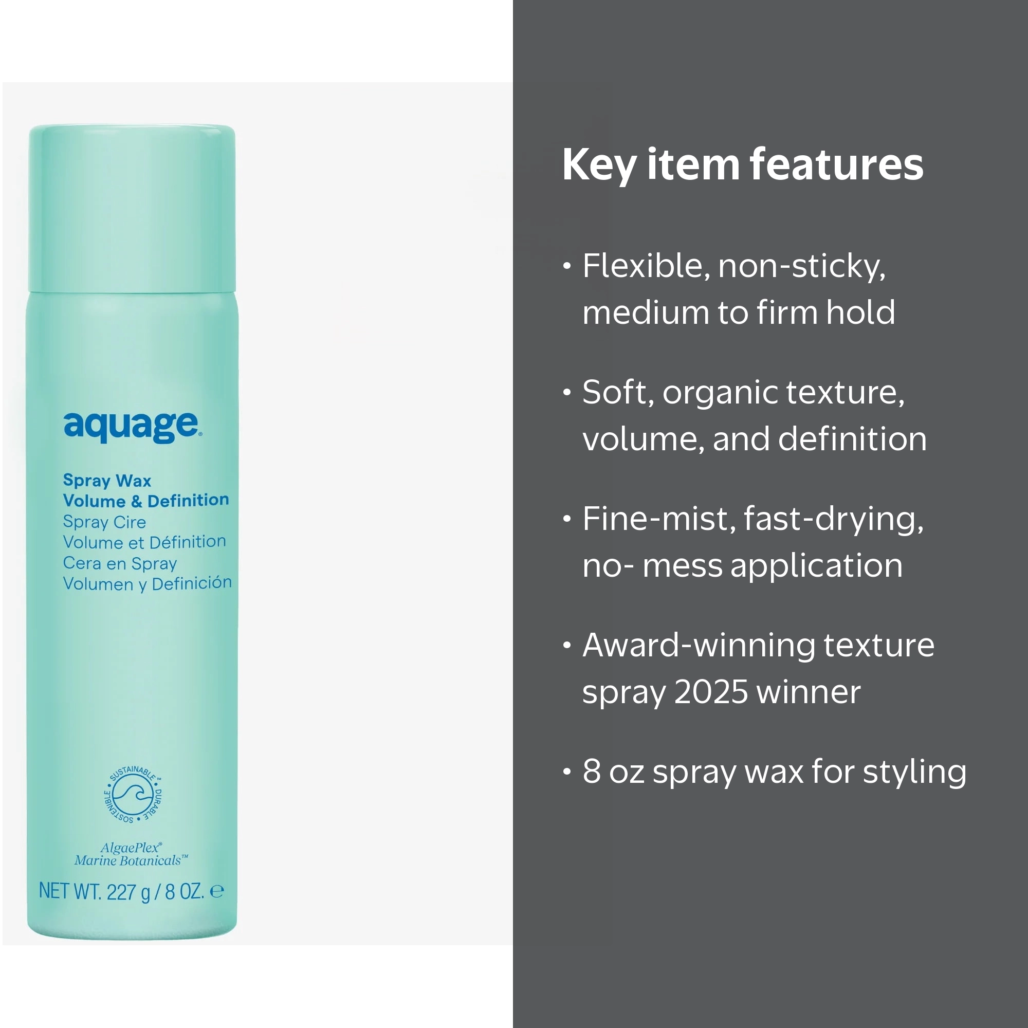 Aquage Flexible Spray Wax, Styling Volume and Definition, Medium