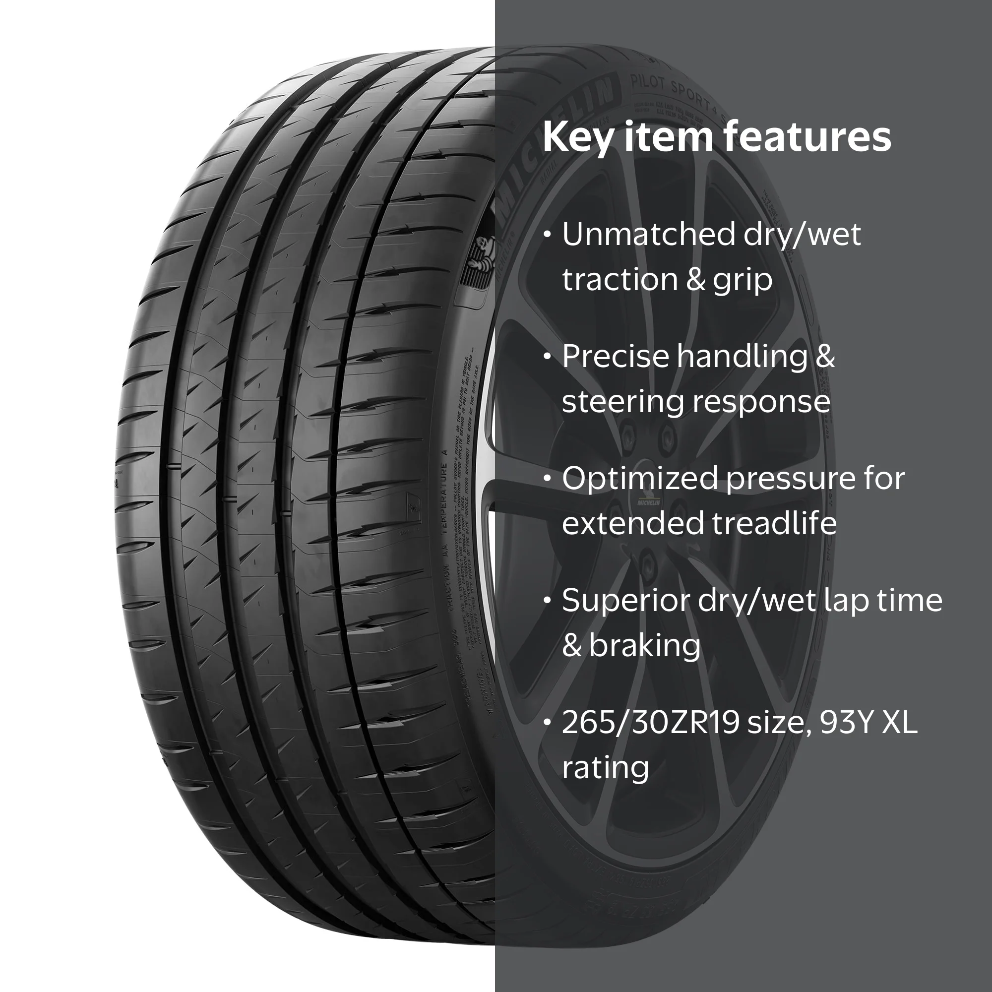 Michelin Pilot Sport 4S 265/30ZR19 (93Y) XL Tire - Walmart.com