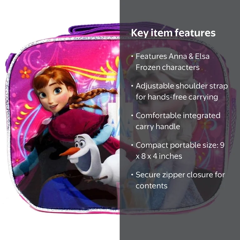 Lunch Bag - Disney - Frozen Pink Purple Anna and Elsa Kit Case New