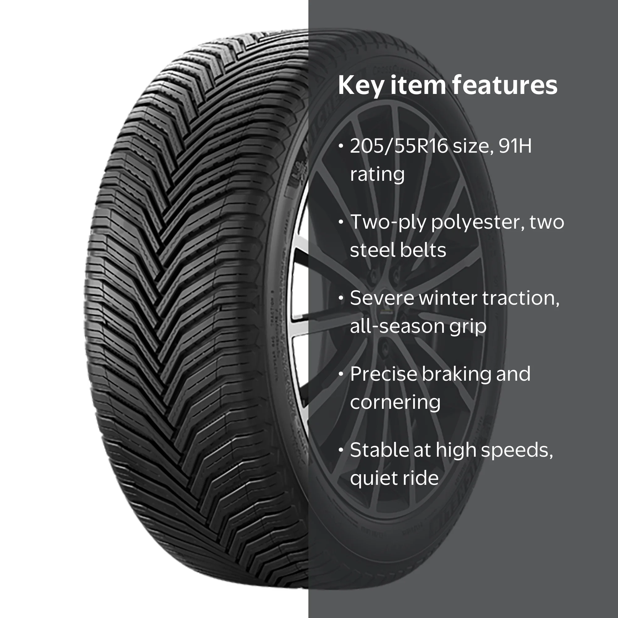 Michelin, CrossClimate 2, 205/55R16, All Season Traction - Walmart.com