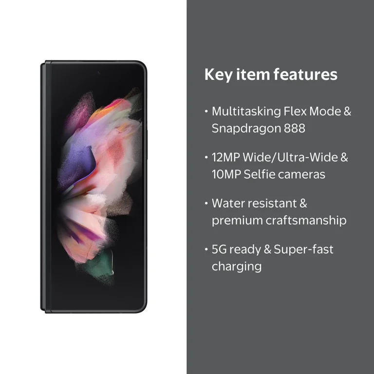 Samsung Galaxy Z Fold3 5G, 256GB, Black - Straight Talk Prepaid