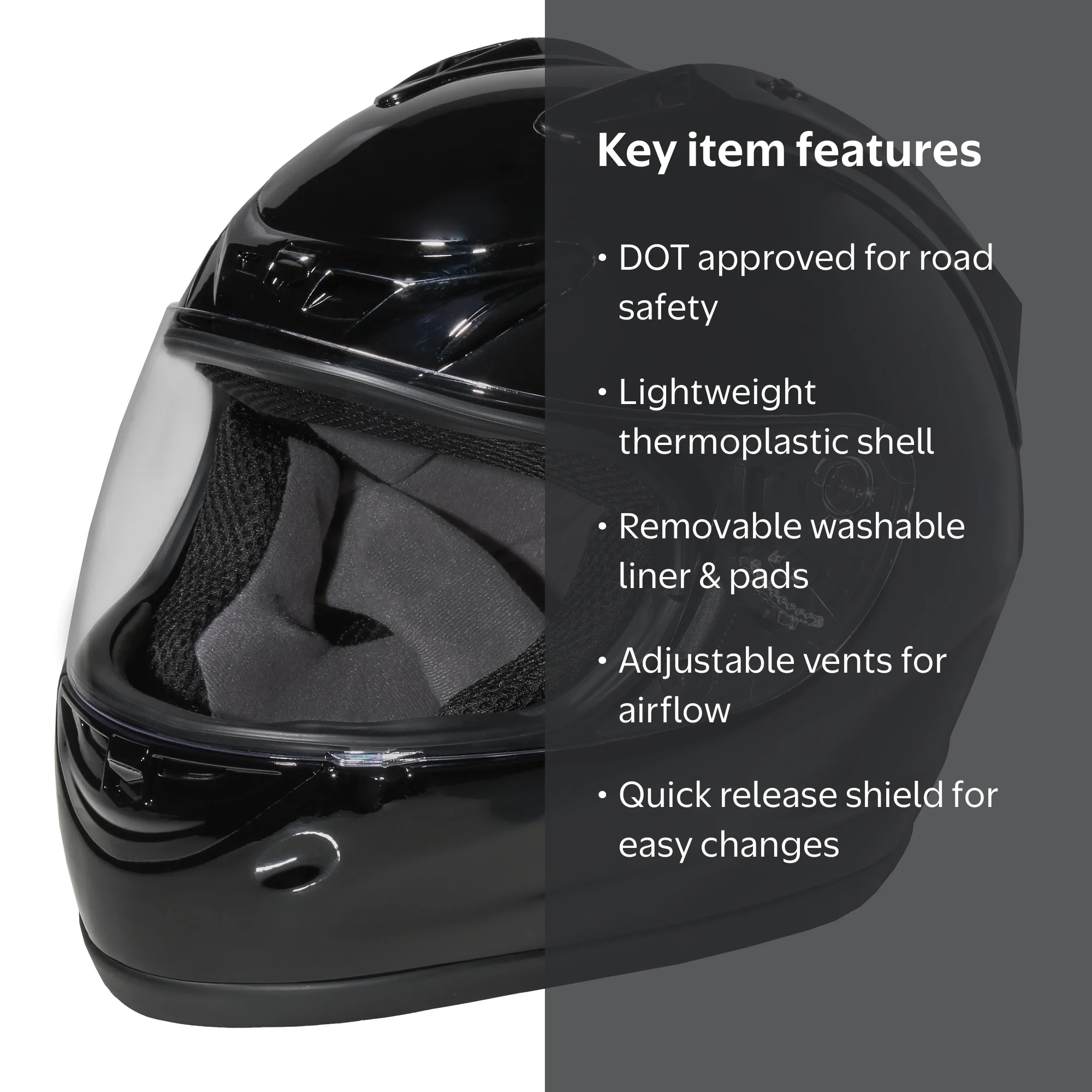 does walmart/west hazleton carry fuel helmets for motorcycle FUEL Adult Full-Face Motorcycle Helmet DOT Approved Gloss-Black, Medium