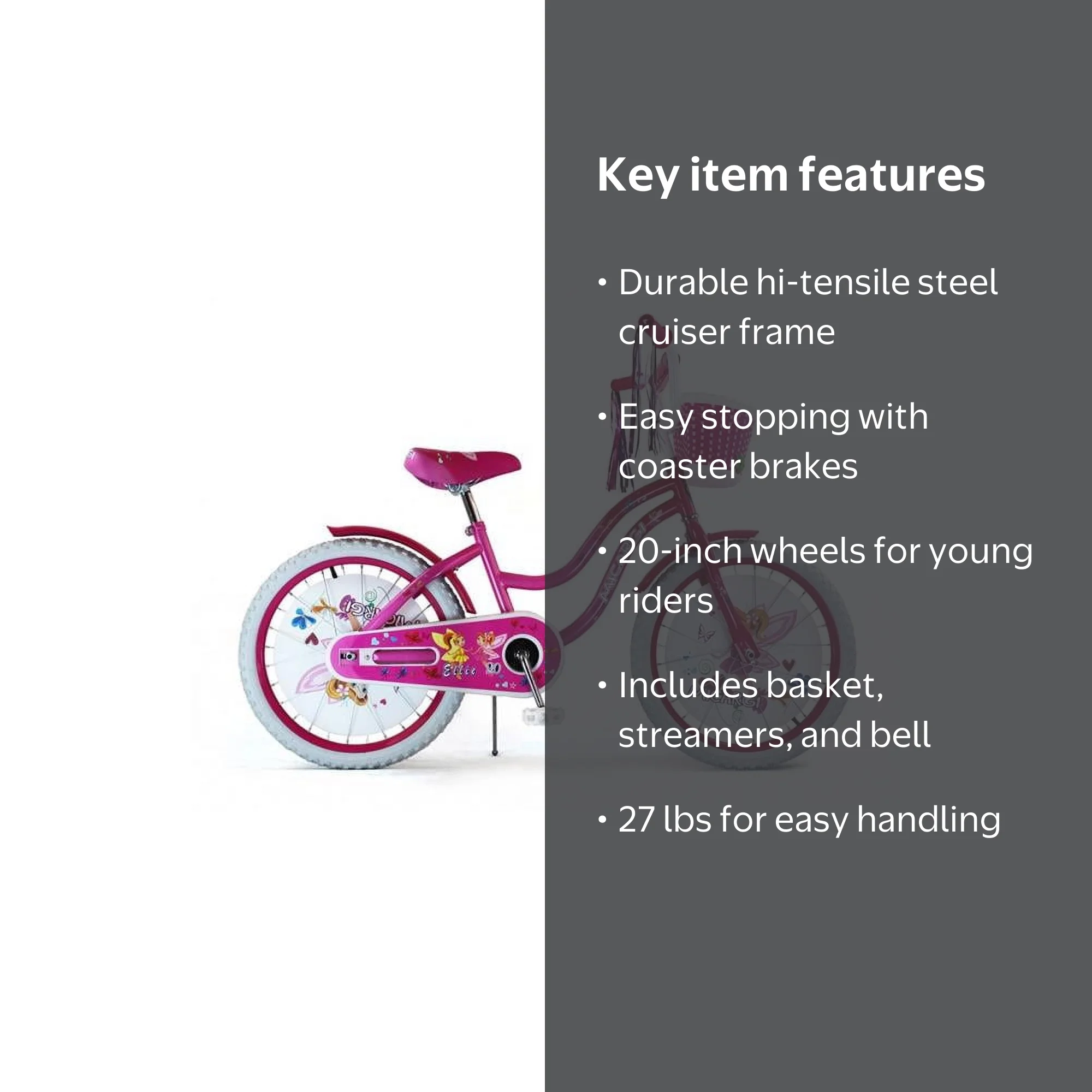 Micargi 20 in. Youth Bike, Ellie-G-20-HPK-PK Girls Bicycle, Hot