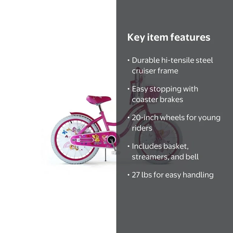 Micargi 20 in. Youth Bike, Ellie-G-20-HPK-PK Girls Bicycle, Hot