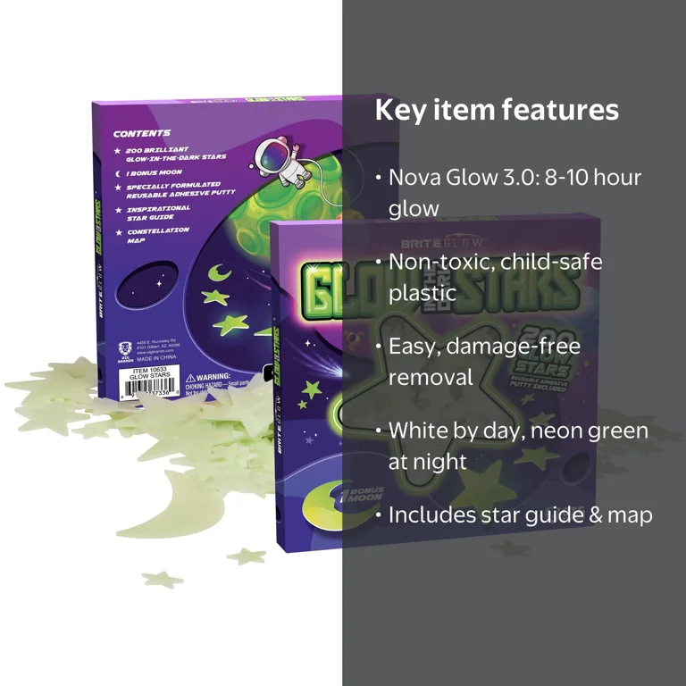 Glow In The Dark Stars & Planets Set: Includes Constellation Map