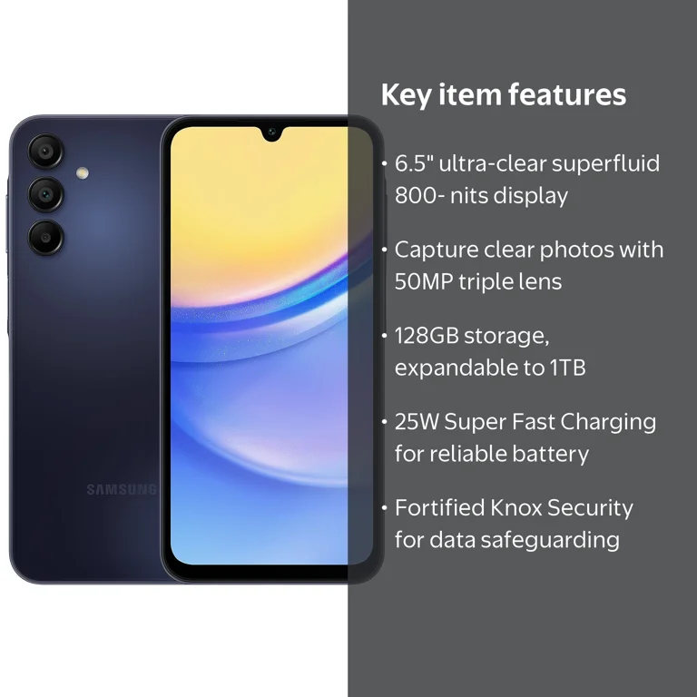 Samsung Galaxy A15 5G Cell Phone, 128GB, Expandable Storage
