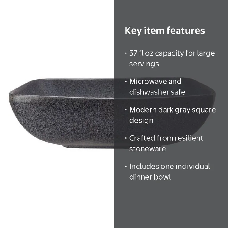 Better Homes & Gardens Dark Gray Square-Shaped Stoneware Dinner