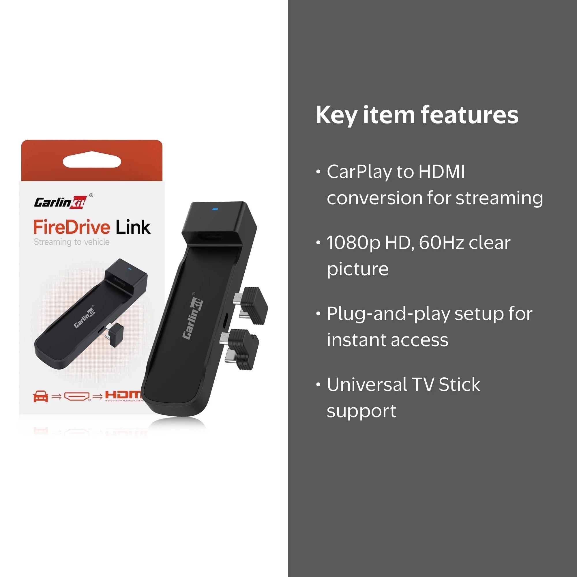 Carlinkit FDL HDMI Adapter - Converts Wired CarPlay to HDMI
