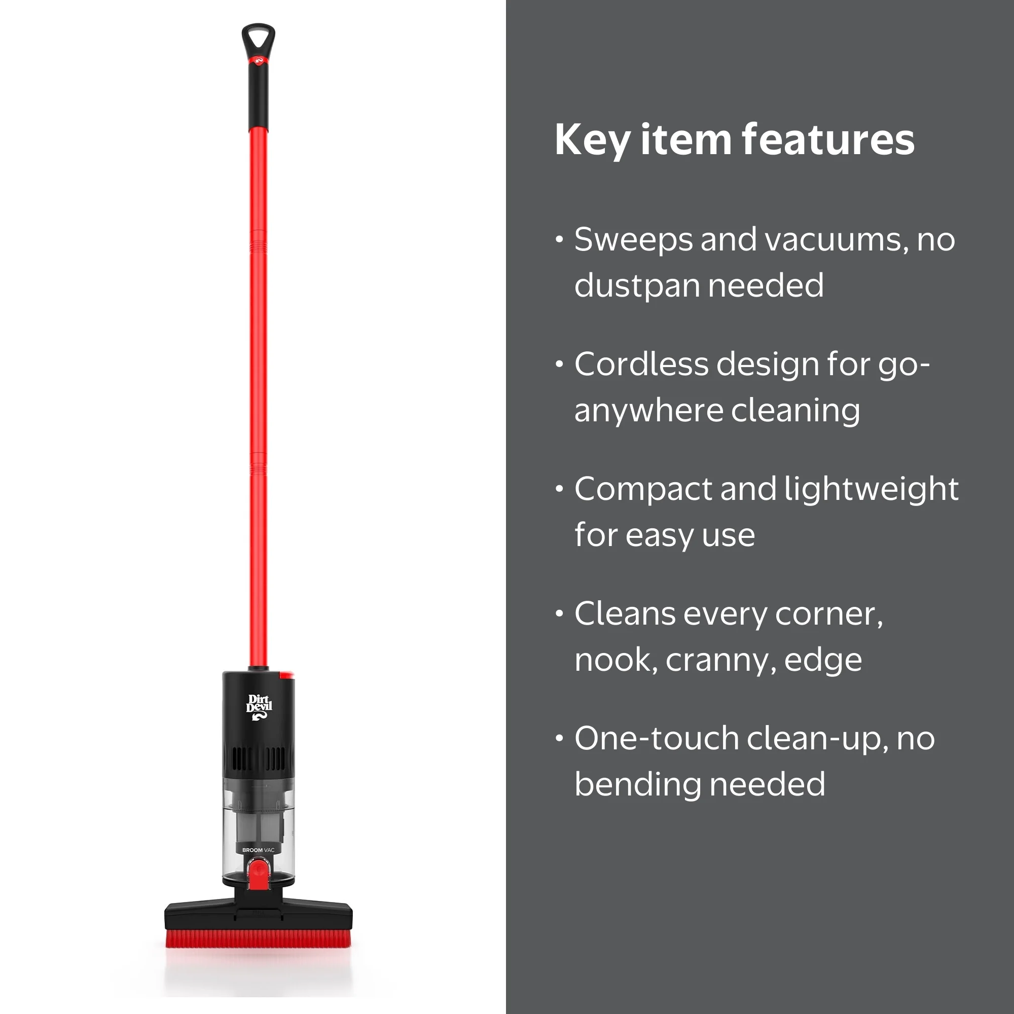Dirt Devil, Broom Vacuum, BD45000V, Cordless Lightweight Cleaner