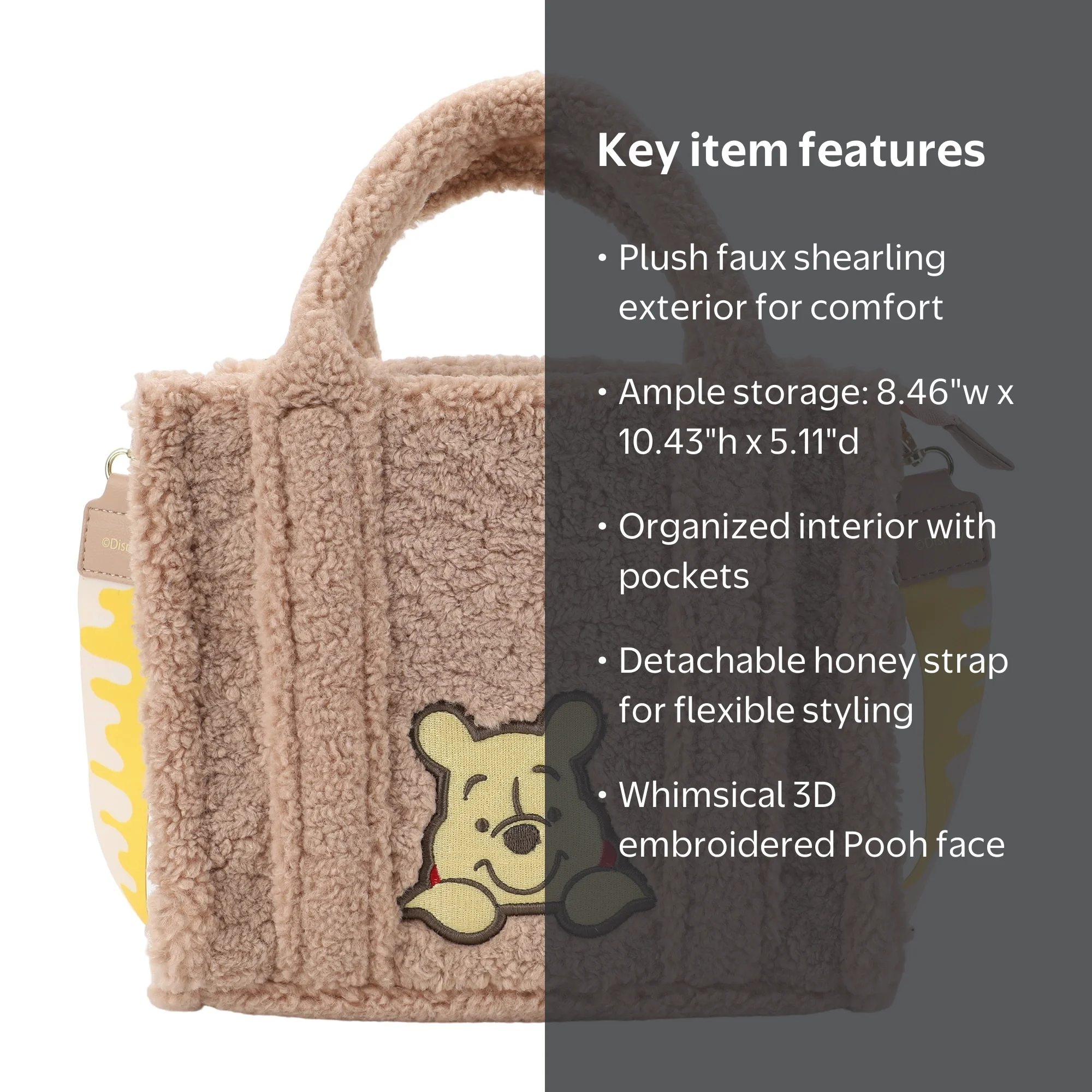 Winnie the Pooh Faux Shearling Tote Bag With Detachable Strap