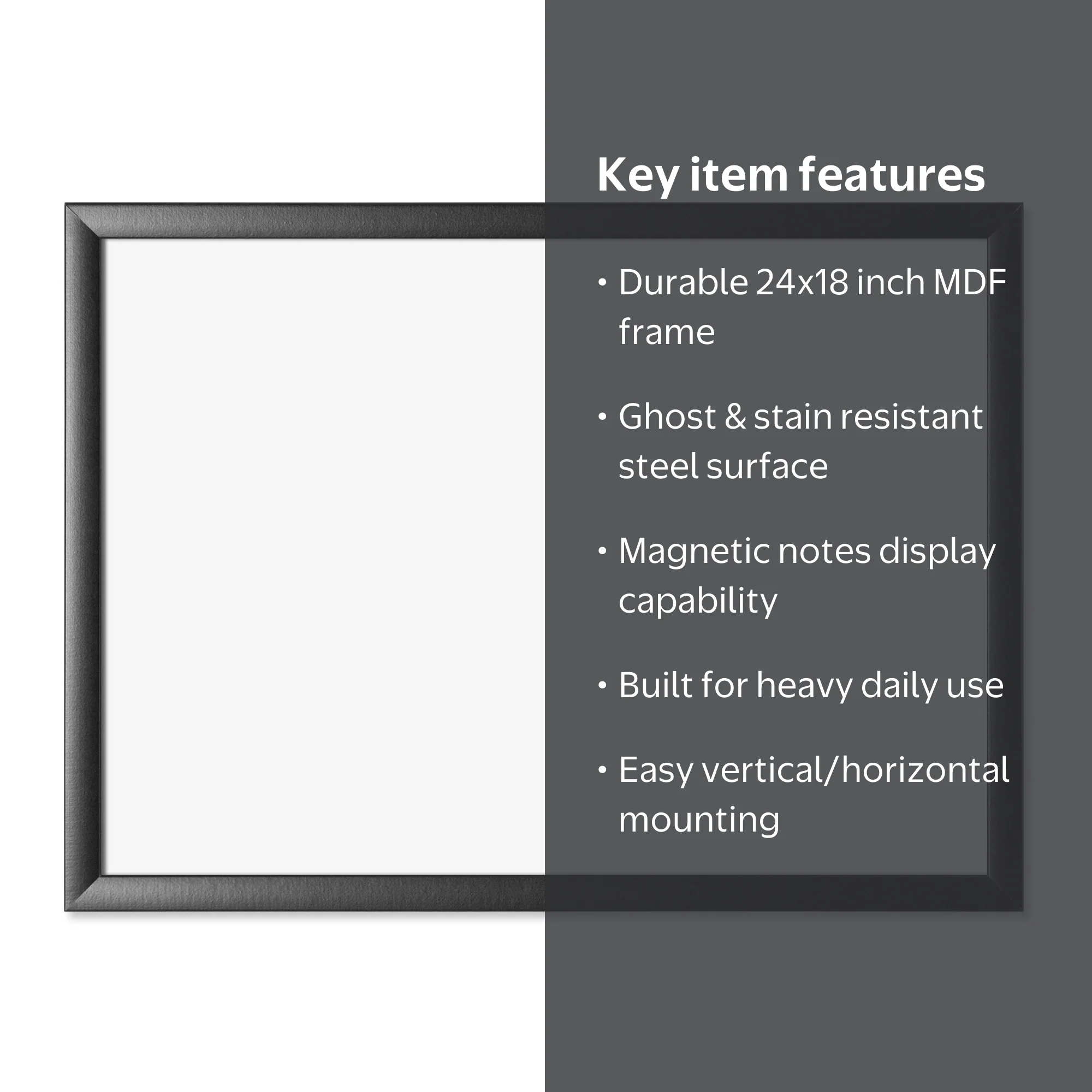 U BRANDS, Magnetic Dry-Erase Board, 24 X 18 Inches, Black MDF