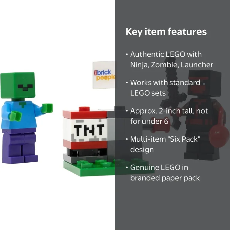 LEGO Minecraft Ninja with Zombie and TNT Launcher Combo Pack, Six