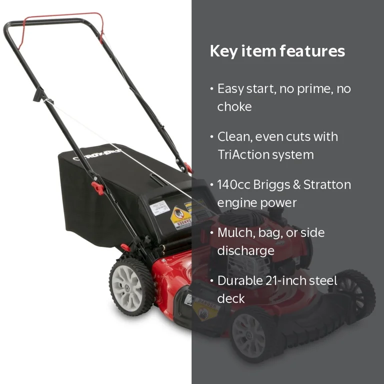 TROY BILT 21” 4 Cycle 140cc Gas Push Walk-Behind Mower, 3-in-1, 21