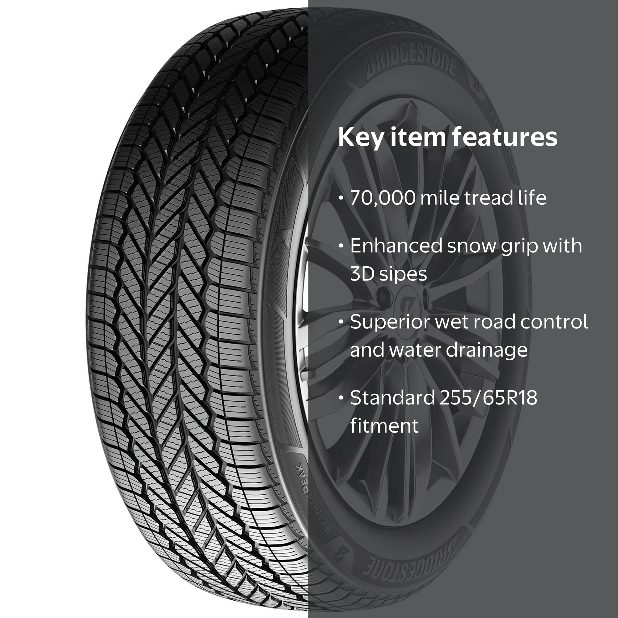 Bridgestone Weatherpeak 255/65R18 111H All-Weather Passenger Tire