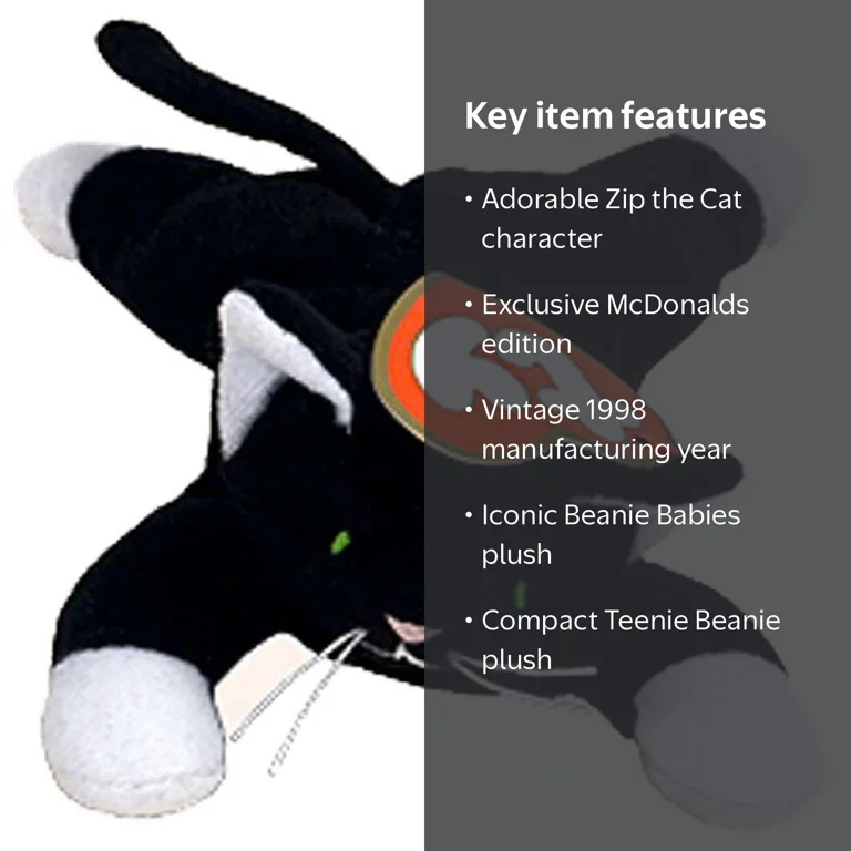 Beanie Babies McDonalds 1998 Zip the Cat Teenie Beanie Plush