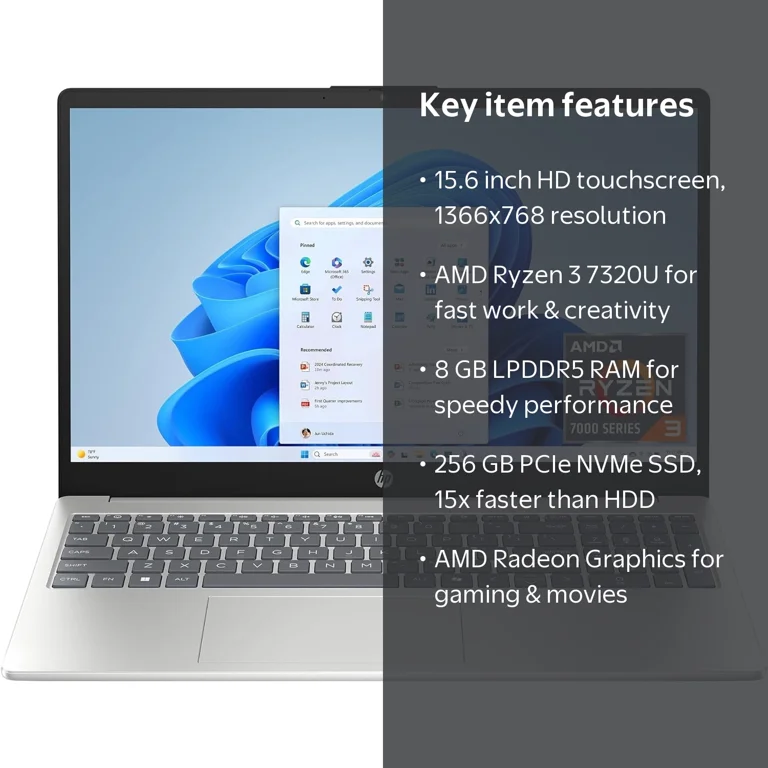 HP, Laptop, 15.6 inch HD Touchscreen, AMD Ryzen 3, 8 GB RAM