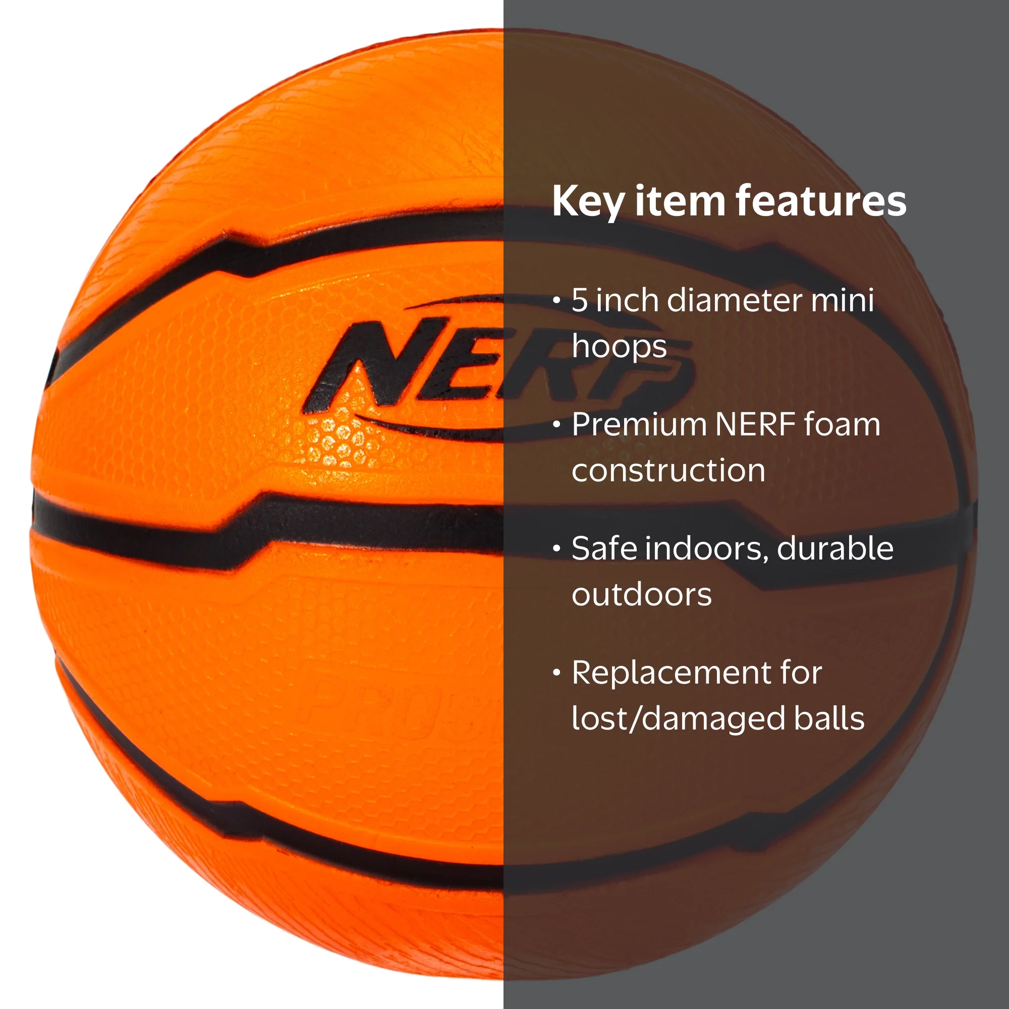 NERF Mini Foam Basketball - 5 Orange Ball for Indoors - Walmart