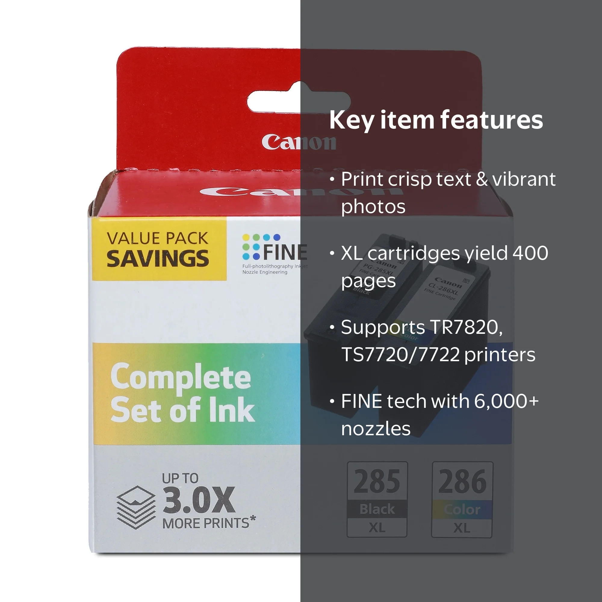 Canon PG-285XL/CL-286XL - Genuine Ink Cartridge Combo Pack for