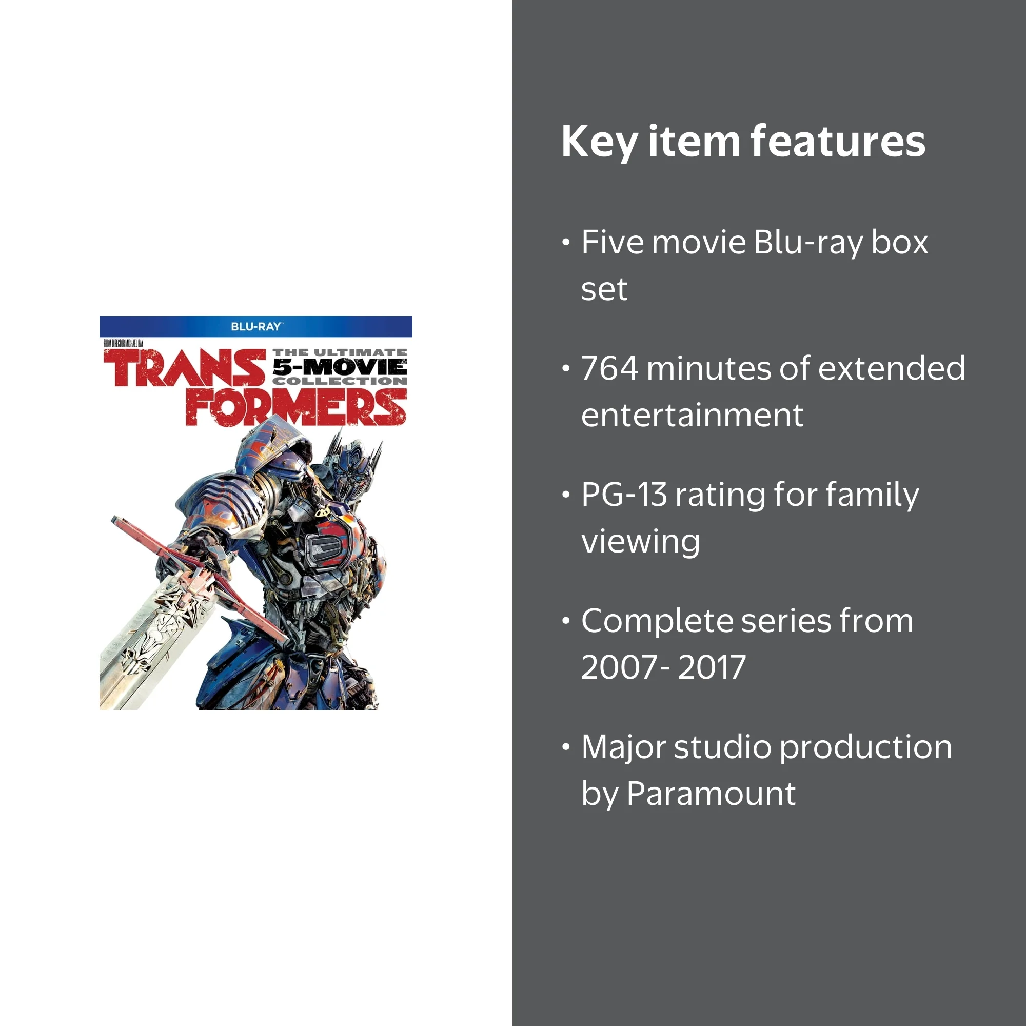 Transformers 5-Movie Collection Blu-ray Box Set, 2007-2017