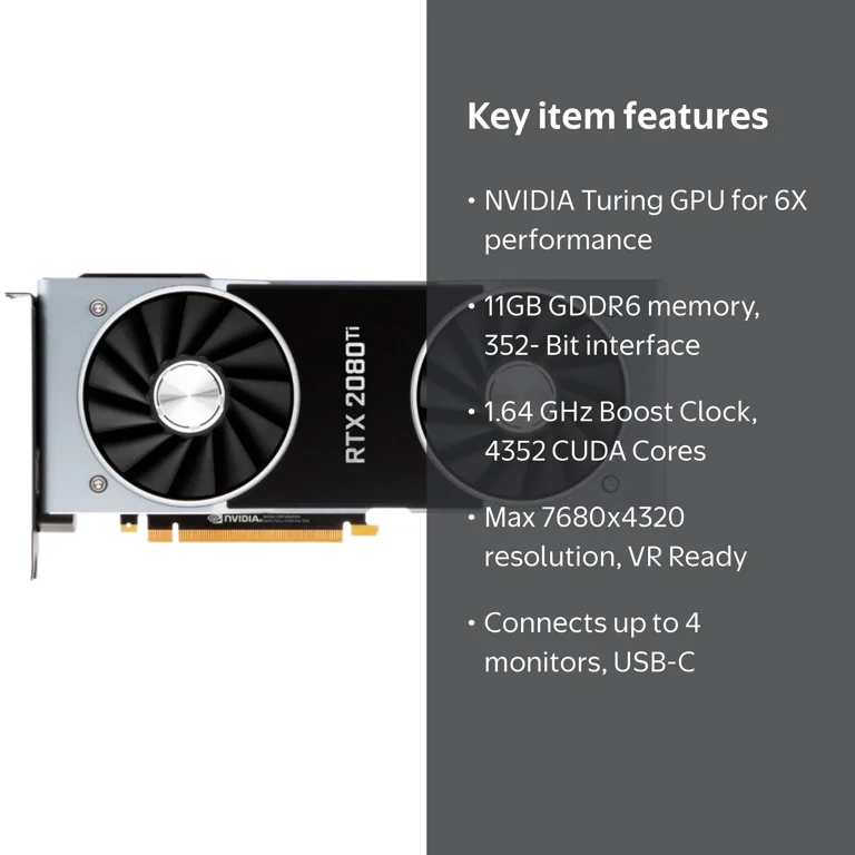 NVIDIA GeForce RTX 2080 Ti Founders Edition, 11GB GDDR6, PCIe 3.0