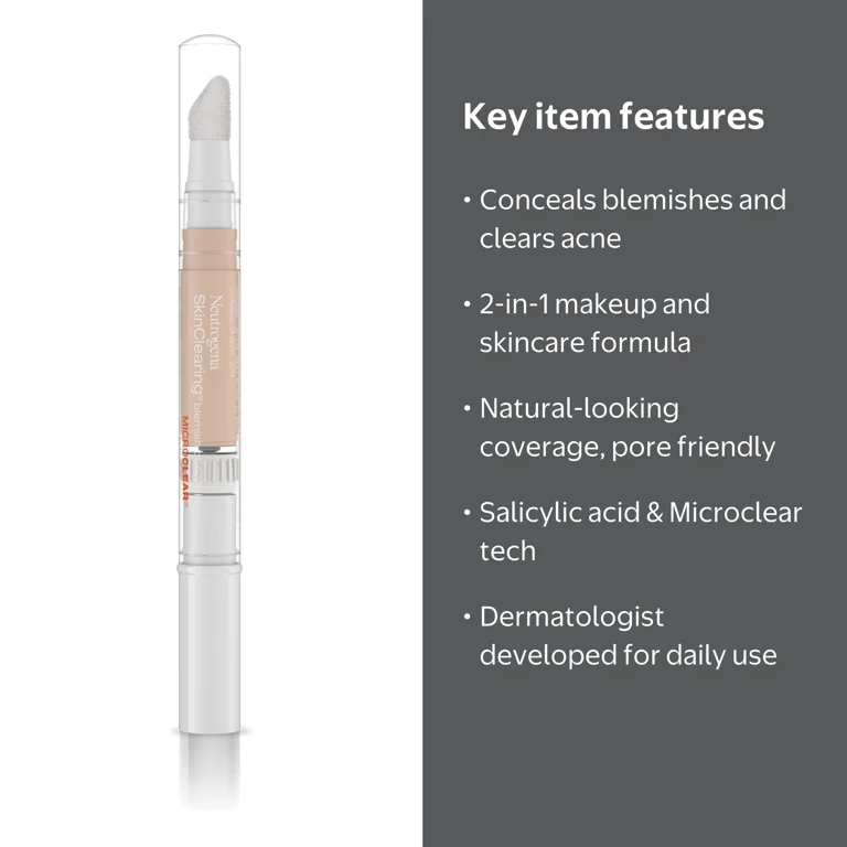 Neutrogena SkinClearing Blemish Concealer Makeup, Medium 15, 0.05