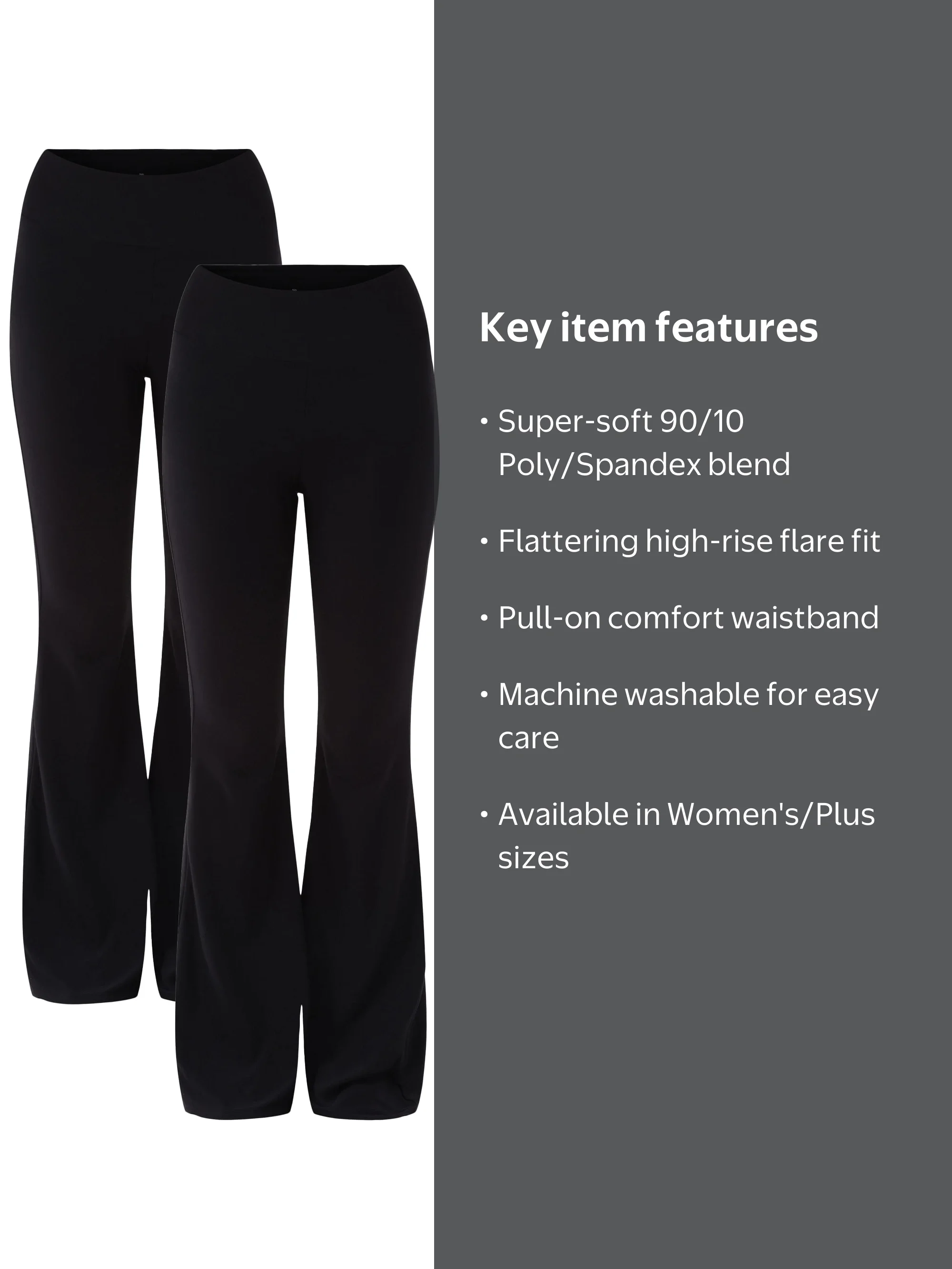 No Boundaries Women's Flare Leg High Rise Pants 2-Pack Stretchy