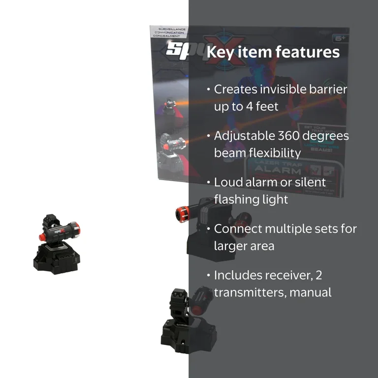 SpyX Lazer Trap Alarm: Invisible Beam Barrier, Spy Toy Set for