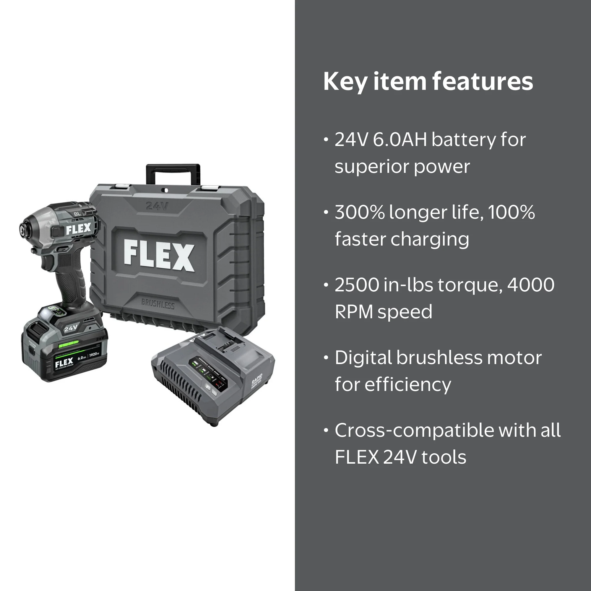 FLEX, Impact Driver Set, 1/4 inch Quick Eject Hex, Multicolor