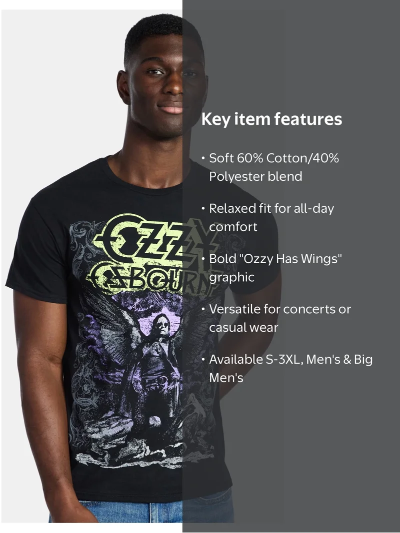 Ozzy Osbourne Men's and Big Men's Ozzy Has Wings Graphic Tee