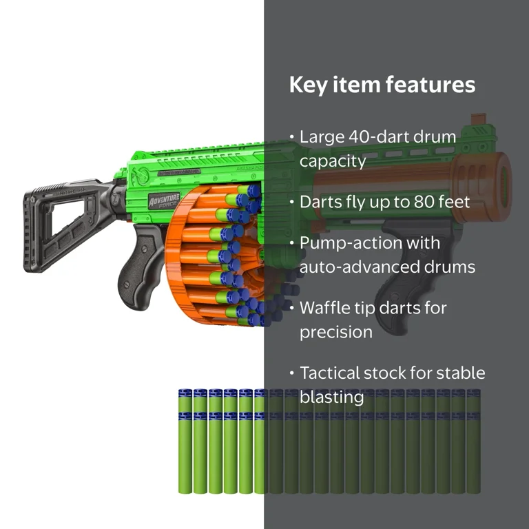 Adventure Force Villainator Foam Dart Blaster with 40 Darts, Pump