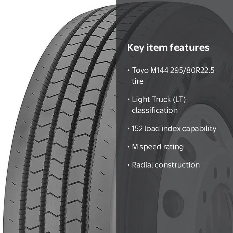 Toyo Commercial Truck Semi Drive Steer Road Tire, M144 LT295/80R22
