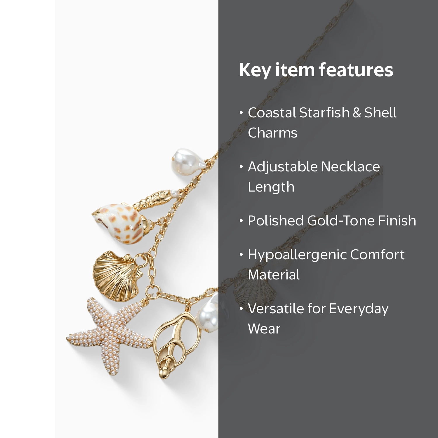 Time and Tru Starfish & Shell Charm Necklace, Gold, 16 - Walmart.com