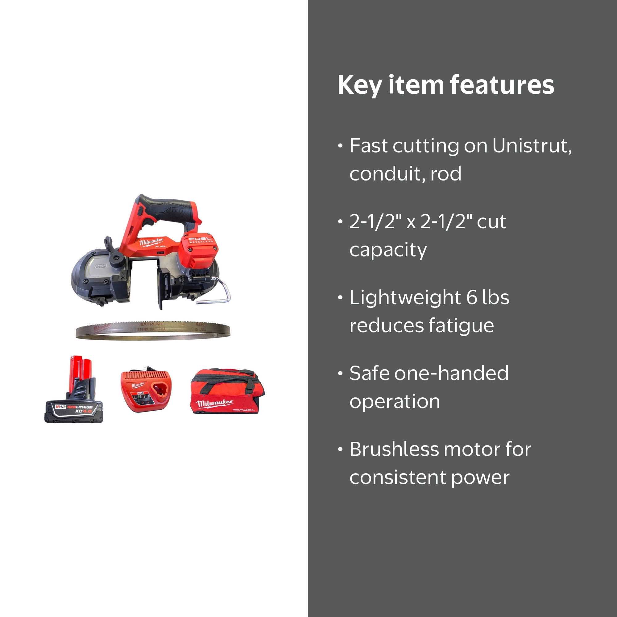 Milwaukee 2529-21XC M12 FUEL Compact Band Saw Kit with 2-1/2