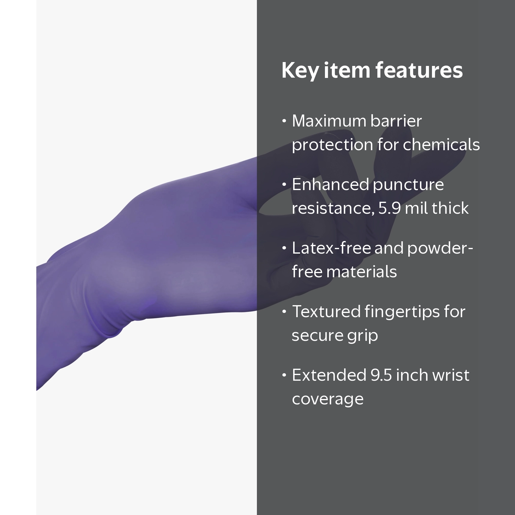 Halyard, Purple Nitrile Medical Exam Gloves, 55083, Large