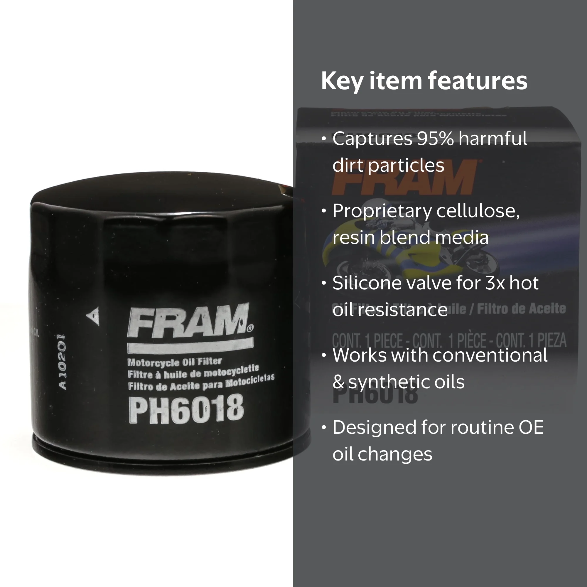 FRAM, Oil Filter, PH6018, Black, Extra Guard for Synthetic or