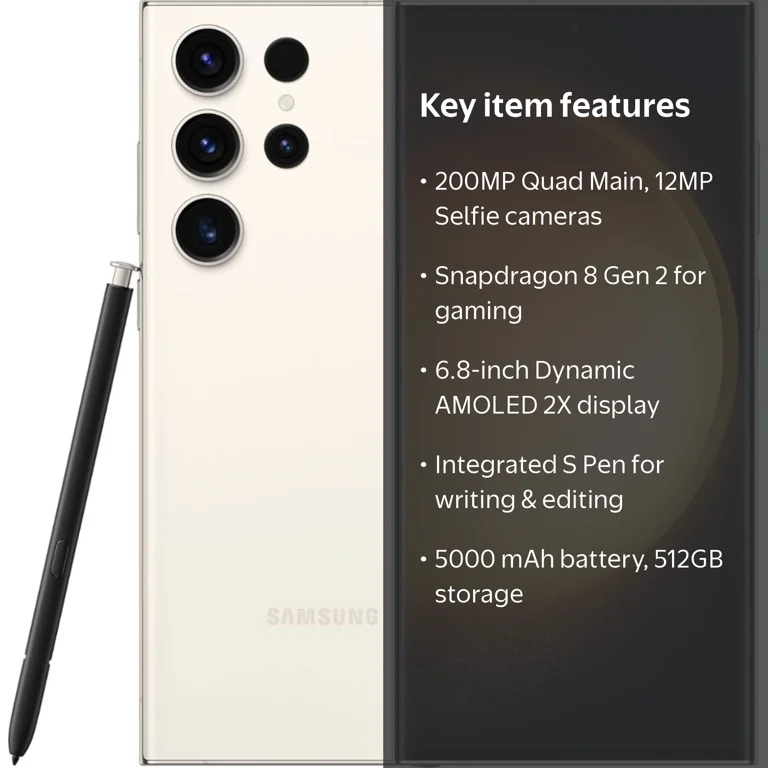 Samsung, Smartphone, Galaxy S23 Ultra S918U, 512GB Cream - Walmart.com